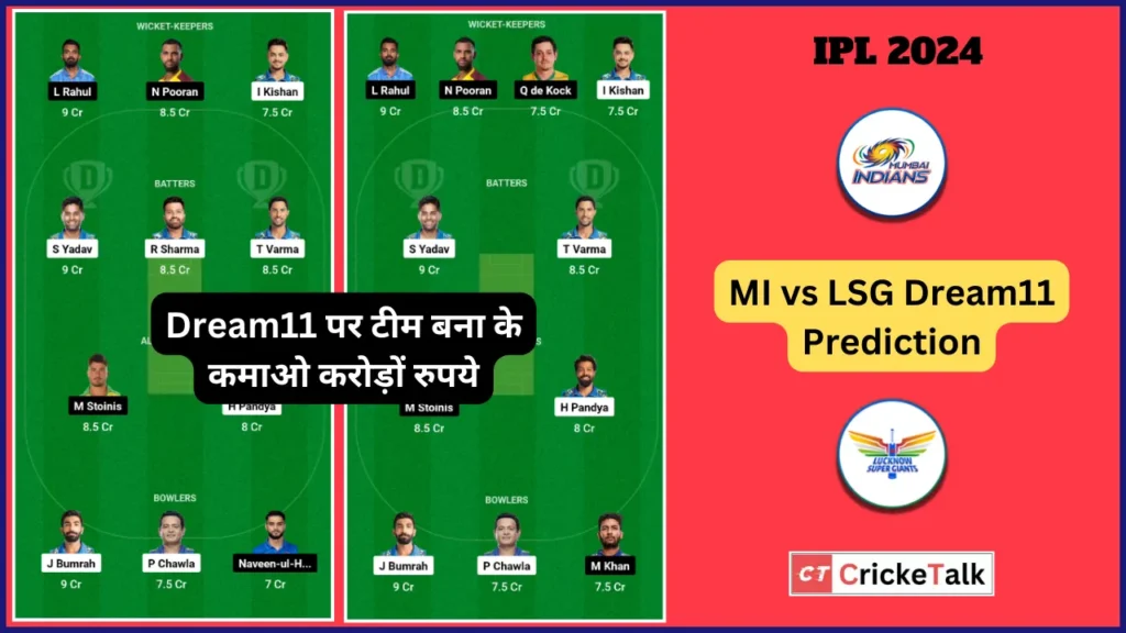 MI vs LSG Dream11 Prediction Hindi, फैंटसी क्रिकेट टिप्स, पिच रिपोर्ट, IPL 2024, Match 67