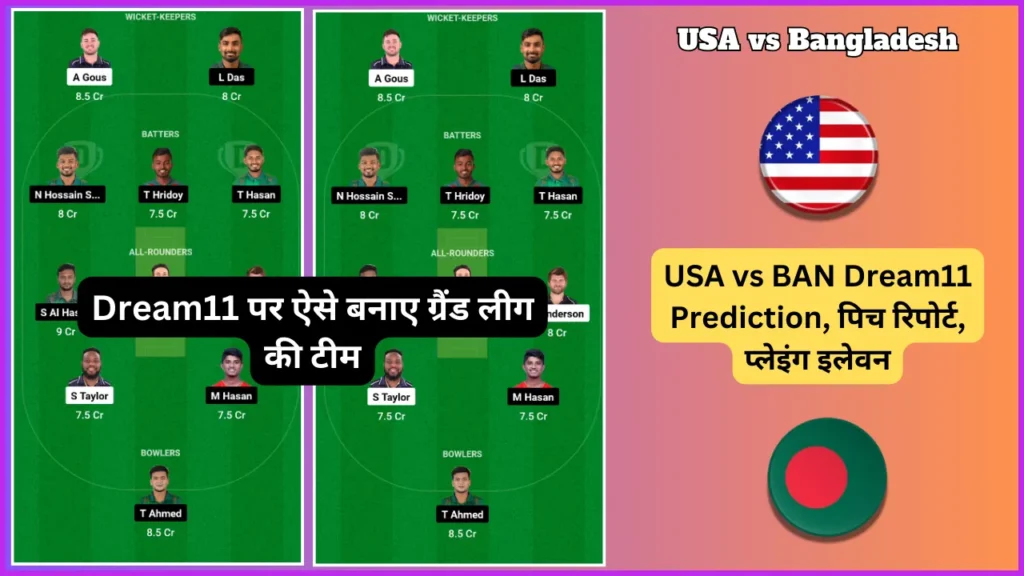 USA vs BAN Dream11 Team Prediction