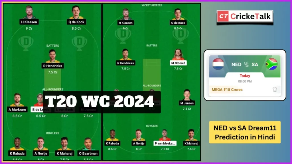 NED vs SA Dream11 Prediction in Hindi