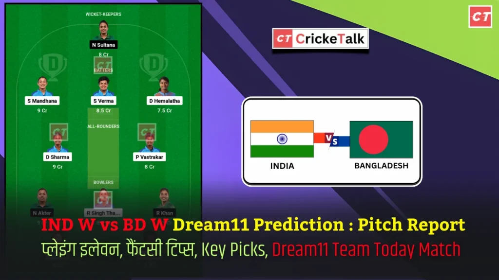 IND W vs BD W Dream11 Prediction Pitch Report