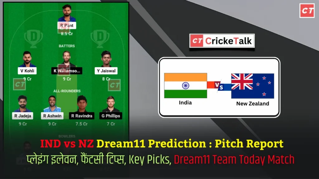 IND vs NZ Dream11 Prediction : Pitch Report