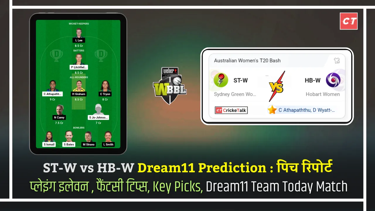 Sydney Thunder vs Hobart Hurricanes Women, ST-W vs HB-W Dream11 Prediction पिच रिपोर्ट