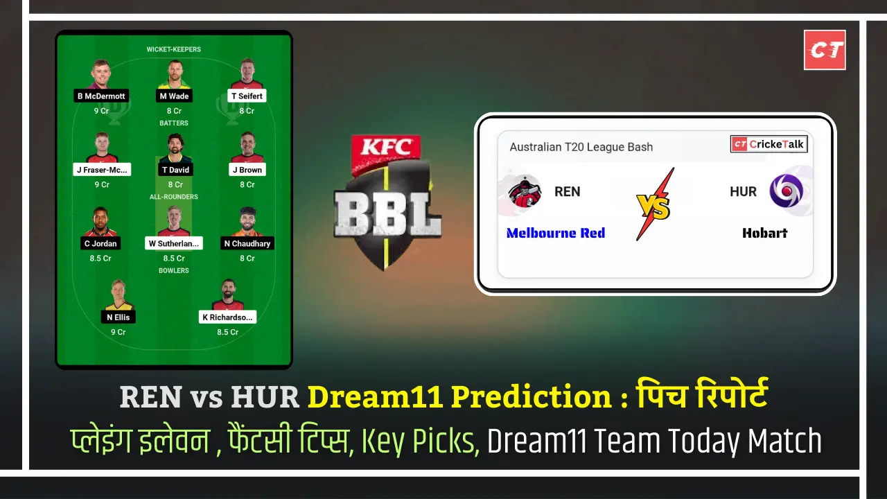 REN vs HUR Dream11 Prediction पिच रिपोर्ट, HUR vs REN