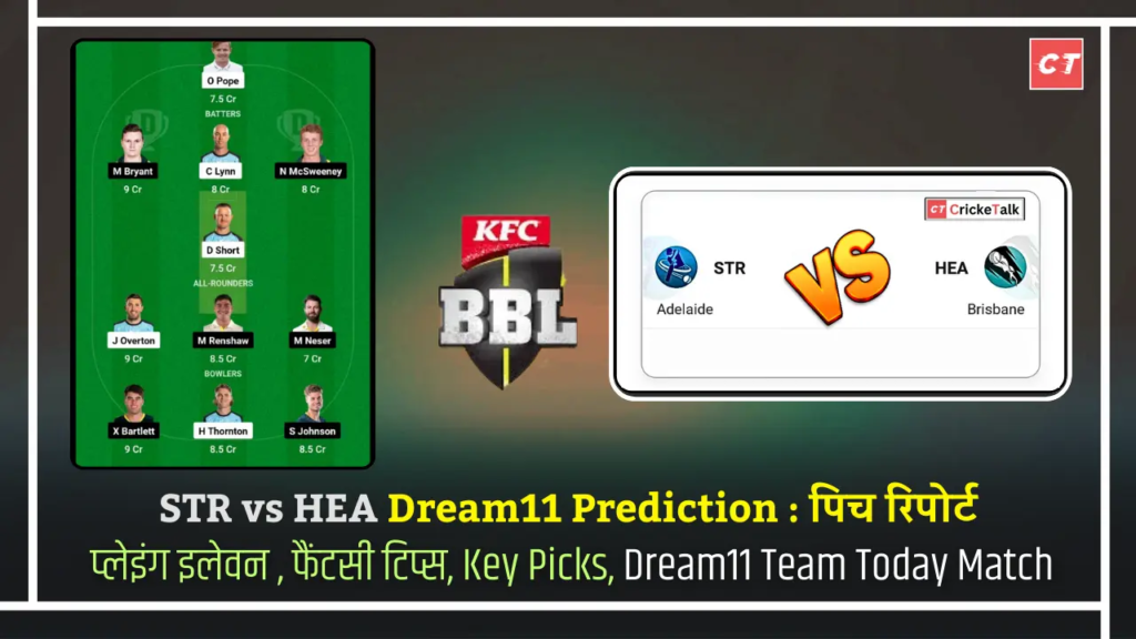 STR vs HEA Dream11 Prediction पिच रिपोर्ट